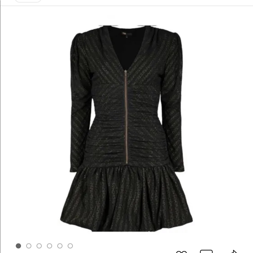 Maje Ralone Polka Dot Mesh Mini Dress Black NWT